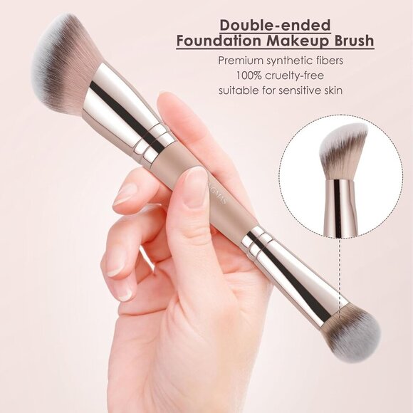 🆕Women Pink Foundation Makeup Brush Angled Top Contour Cosmetics Blush Brush - Picture 4 of 7